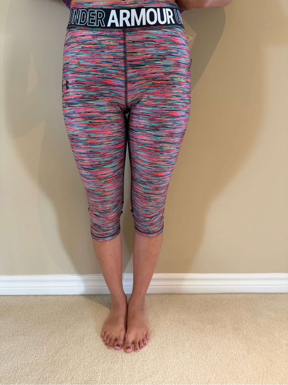 Under Armour Pink, Blue & Black Space-Dye Capri Leggings